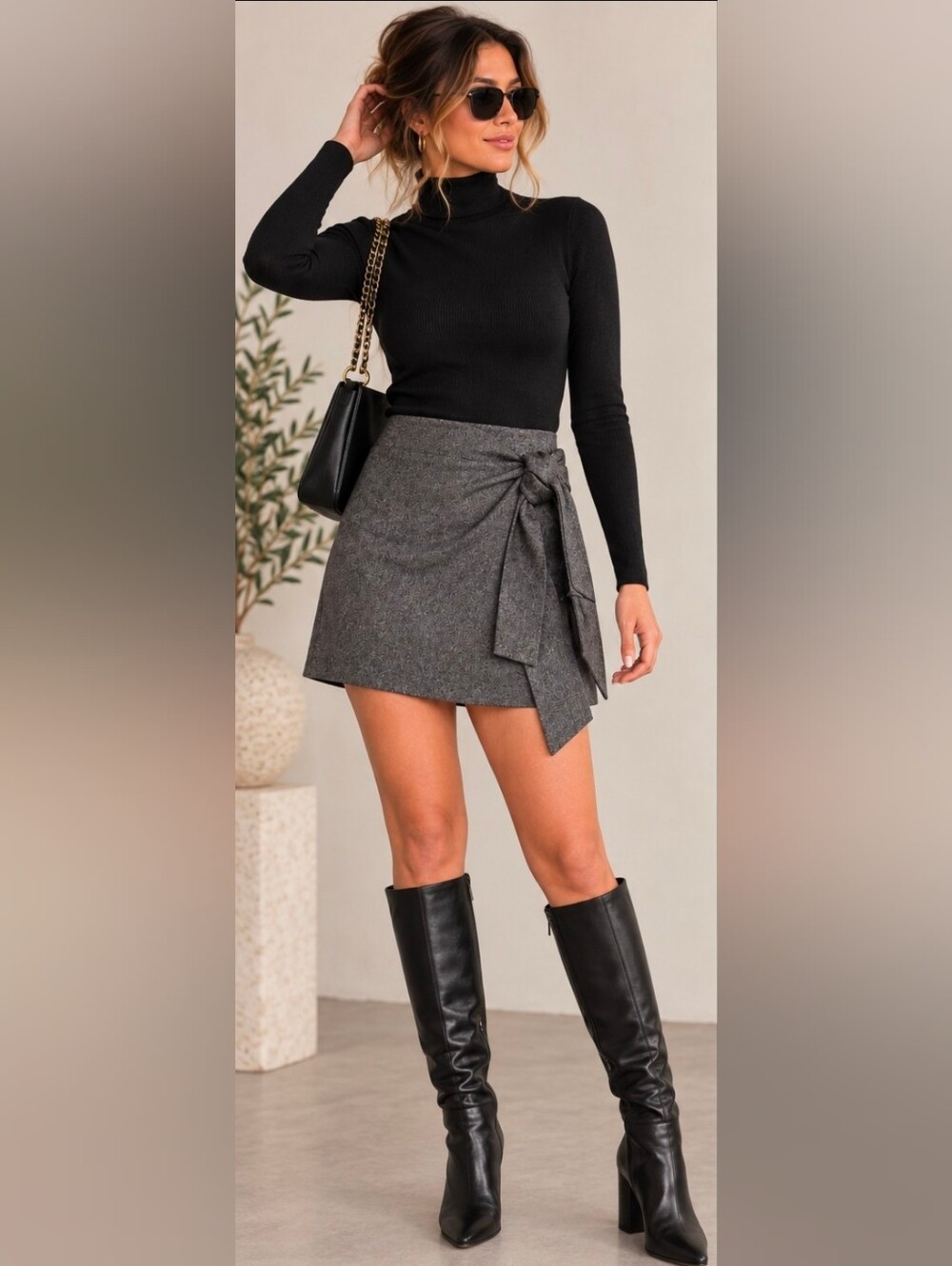 Wilfred Doreen Wrap Skirt Size 8 Charcoal Wool Cashmere Tie Front NWT